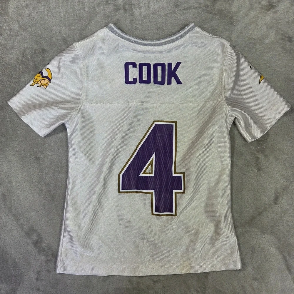NFL Team Apparel Girls Minnesota Vikings Dalvin Cook 4 Jersey White XS 4/5